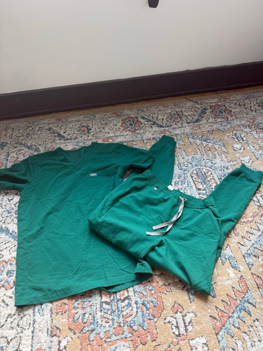 Mens Green Figs Scrub Top and Jogger Pants Set